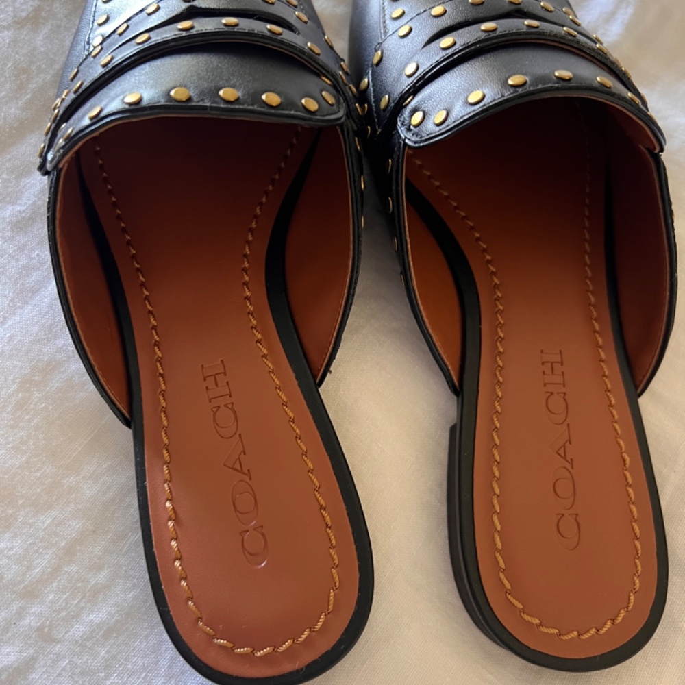 NIB Coach Black Leather Studded Loafers, sz 7 - Picture 5 of 11